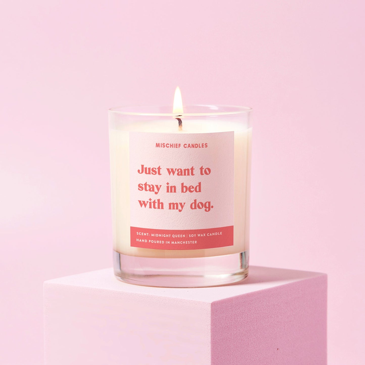Dog Lover Gift Candle Just Want to Stay in Bed with My Dog