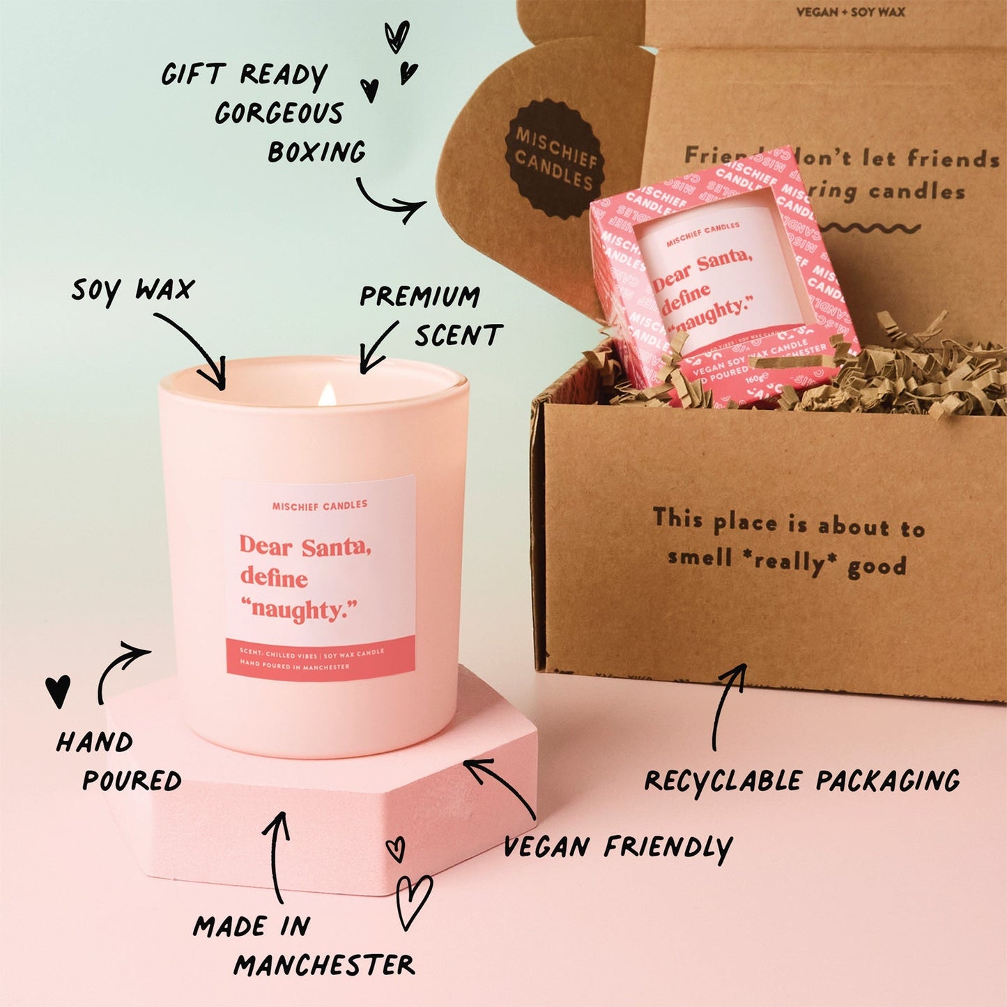 Cheeky Christmas Candle Gift Dear Santa Define Naughty