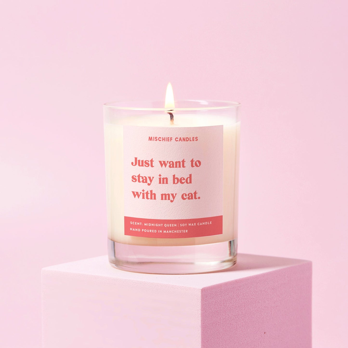 Cat Lover Gift Candle Just Want to Stay in Bed with My Cat